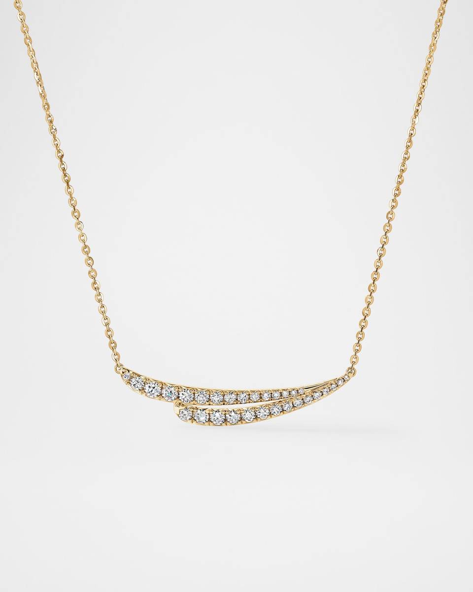 18K Yellow Gold Vela French-Cut Pave Diamond Pendant Necklace